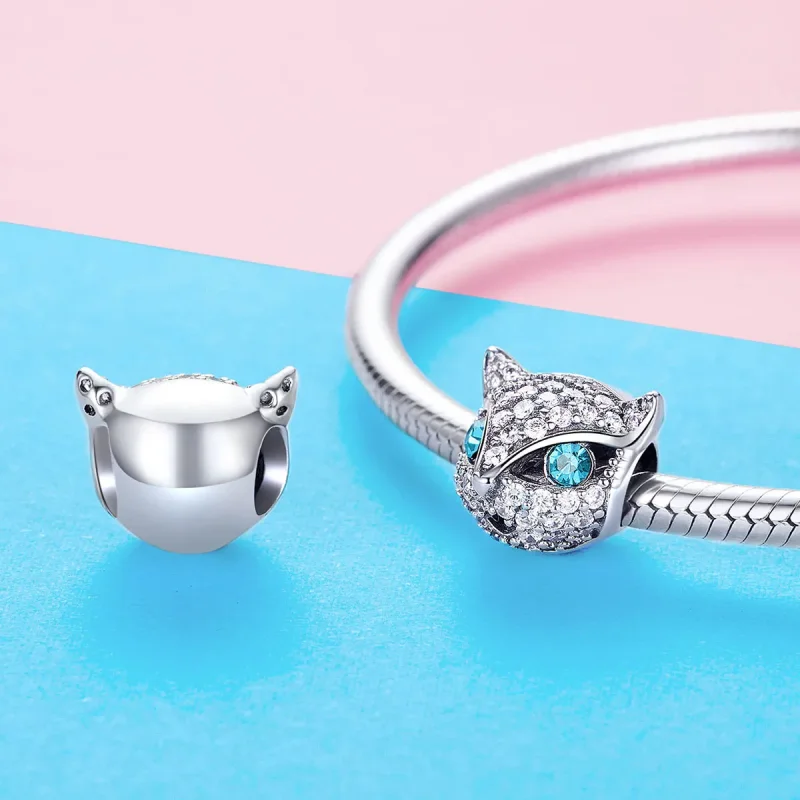 (slika za) Srebrni obesek Happy Kitty v stilu Pandora - SCC1131 - Ogled 3