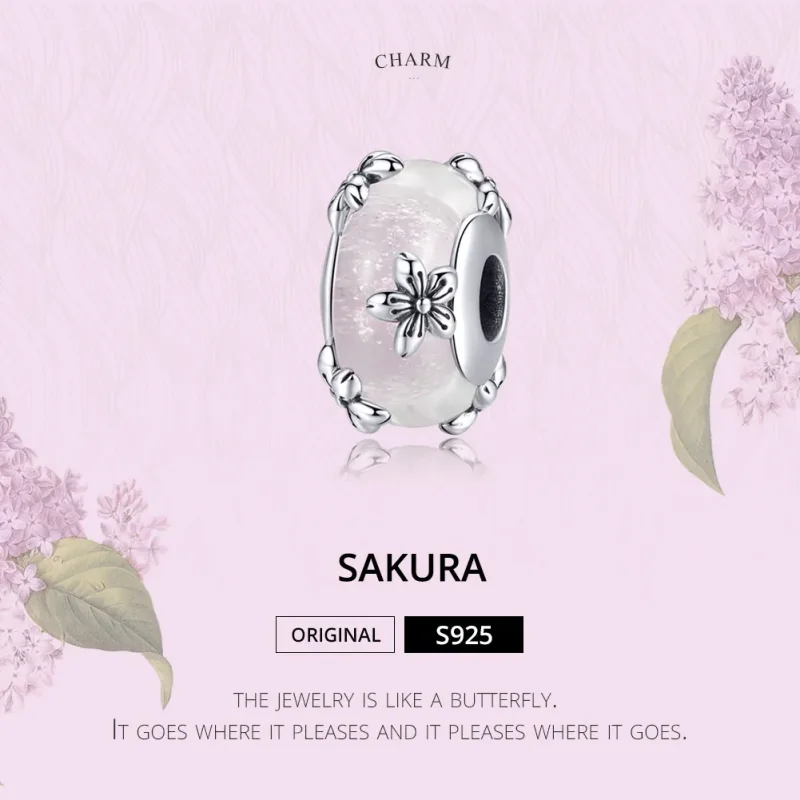 (slika za) Srebrni obesek iz muranskega stekla Sakura v stilu Pandora - SCC1302 - Ogled 2