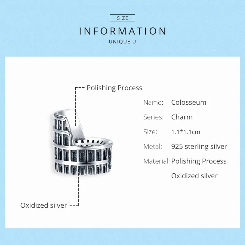 (slika za) Srebrni obesek Kolosej v stilu Pandora - SCC1543 - Ogled 6