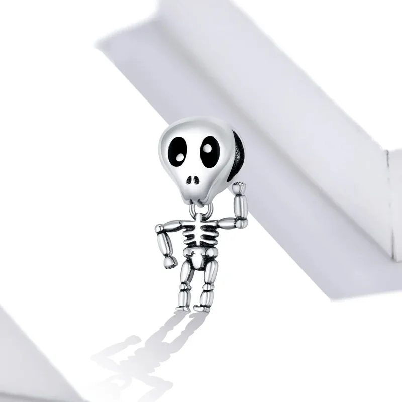 (slika za) Srebrni obesek lobanja za noč čarovnic v slogu Pandora - SCC1617 - Ogled 2