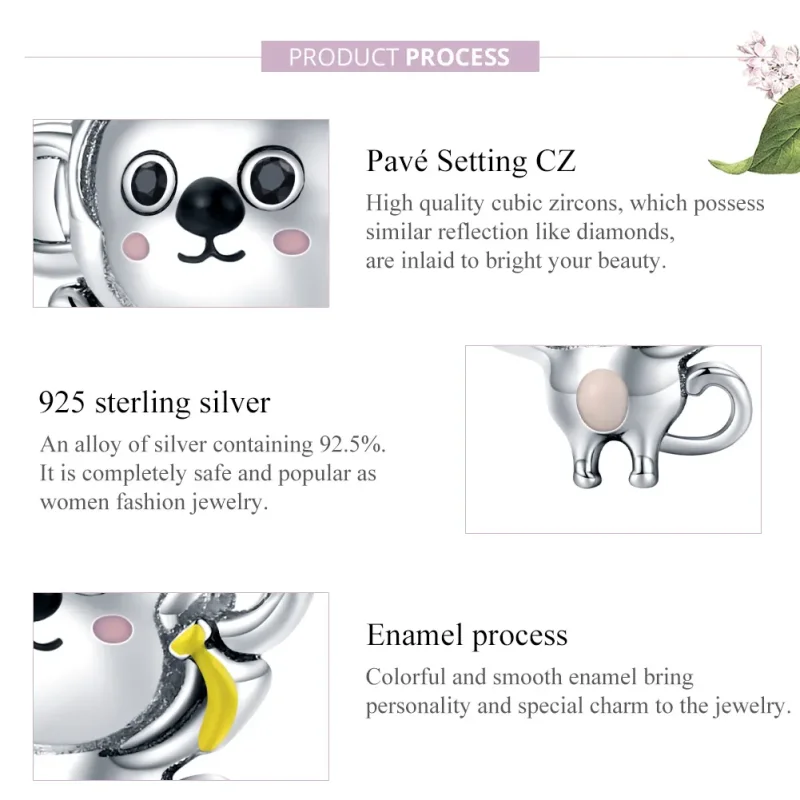 (slika za) Srebrni obesek mala opica v stilu Pandora - SCC1575 - Ogled 8