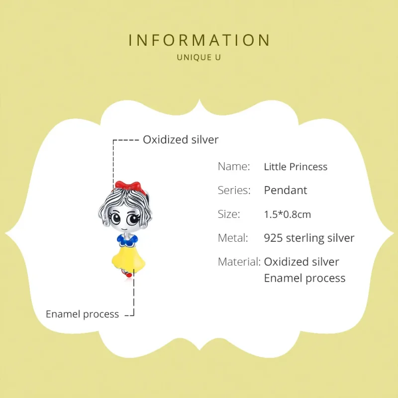 (slika za) Srebrni obesek mala princesa v stilu Pandora - SCC1814 - Ogled 6
