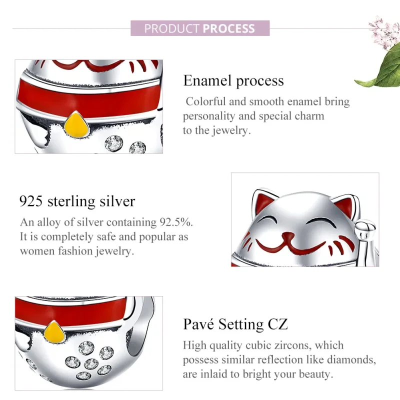 (slika za) Srebrni obesek Maneki Neko v stilu Pandora - SCC1374 - Ogled 7
