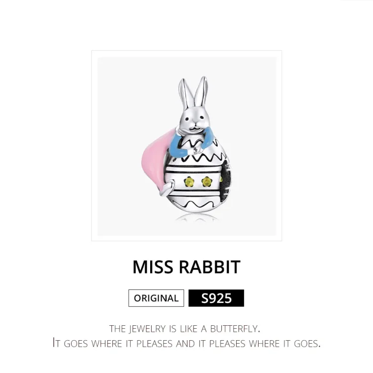 Srebrni obesek Miss Rabbit v stilu Pandora - SCC1754