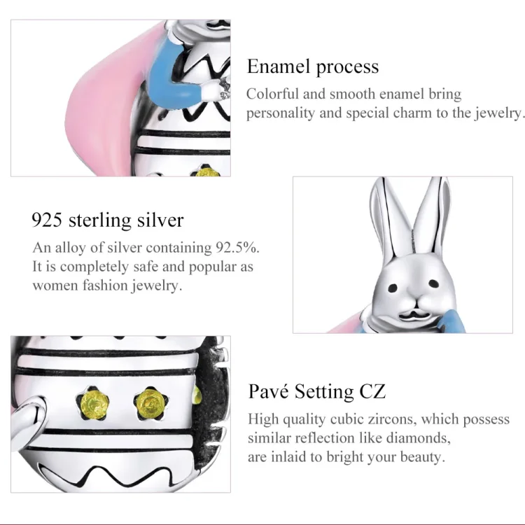 Srebrni obesek Miss Rabbit v stilu Pandora - SCC1754