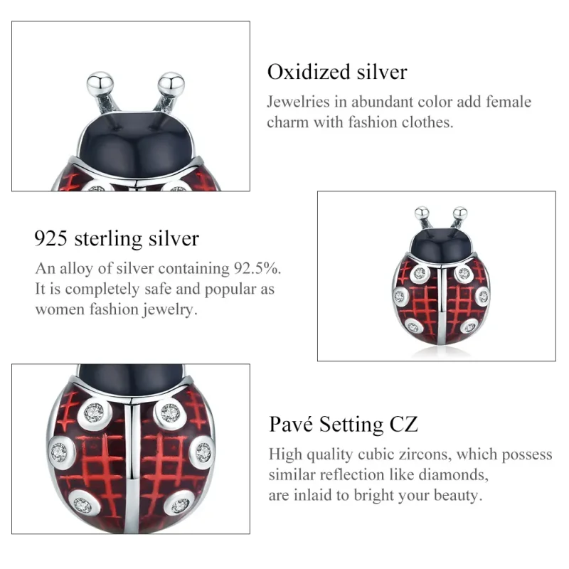 (slika za) Srebrni obesek Pikapolonica v stilu Pandora - SCC1481 - Ogled 7