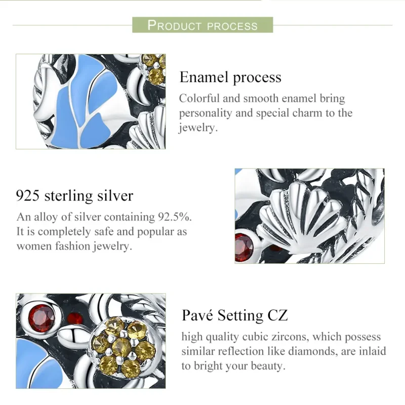 (slika za) Srebrni obesek podvodnega sveta v stilu Pandora - SCC683 - Ogled 7