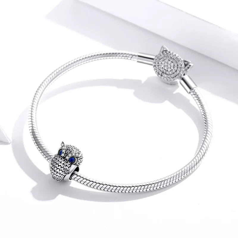 (slika za) Srebrni obesek s sijočo sovo v stilu Pandora - SCC1607 - Ogled 3