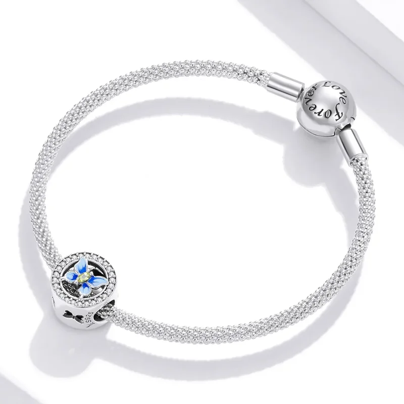 (slika za) Srebrni obesek s pisanimi metulji v stilu Pandora - SCC1682 - Ogled 3