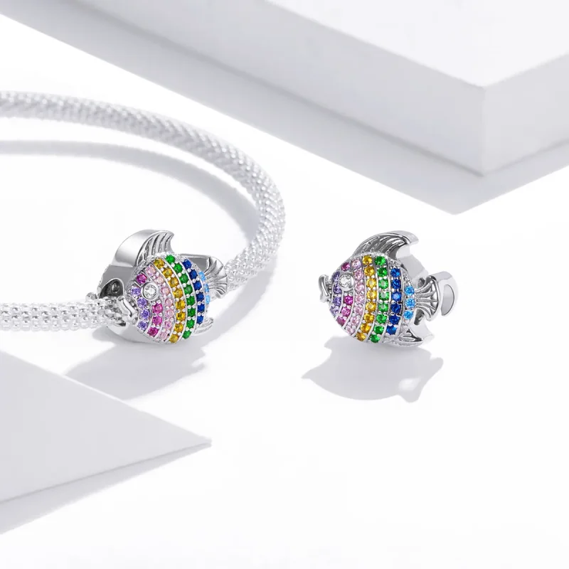 (slika za) Srebrni obesek s pisanimi ribami v stilu Pandora - SCC1803 - Ogled 4