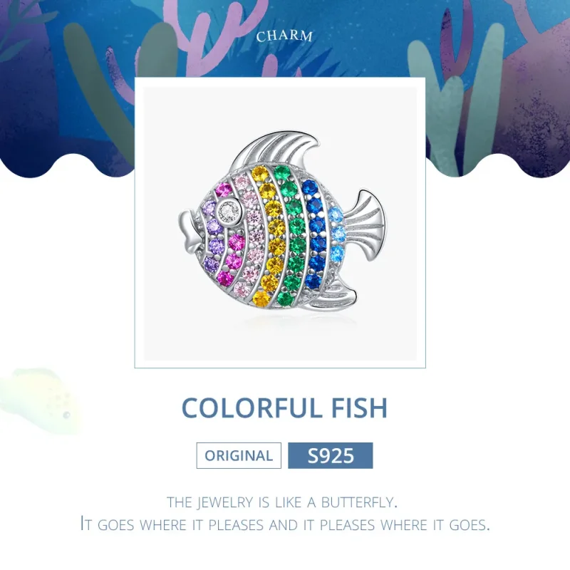 (slika za) Srebrni obesek s pisanimi ribami v stilu Pandora - SCC1803 - Ogled 6