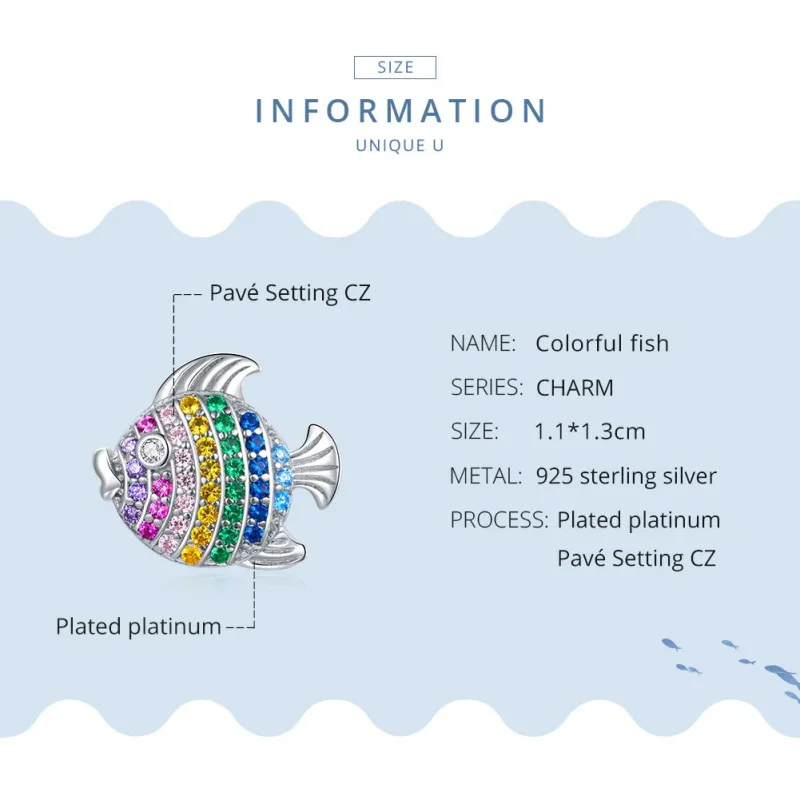 (slika za) Srebrni obesek s pisanimi ribami v stilu Pandora - SCC1803 - Ogled 8
