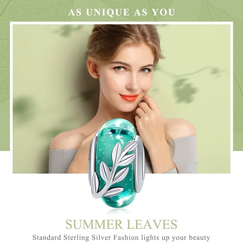 (slika za) Srebrni obesek s poletnimi vejami v stilu Pandora - SCC863 - Ogled 6