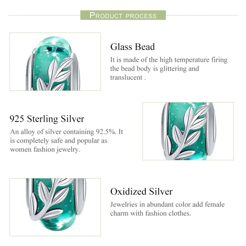 (slika za) Srebrni obesek s poletnimi vejami v stilu Pandora - SCC863 - Ogled 7