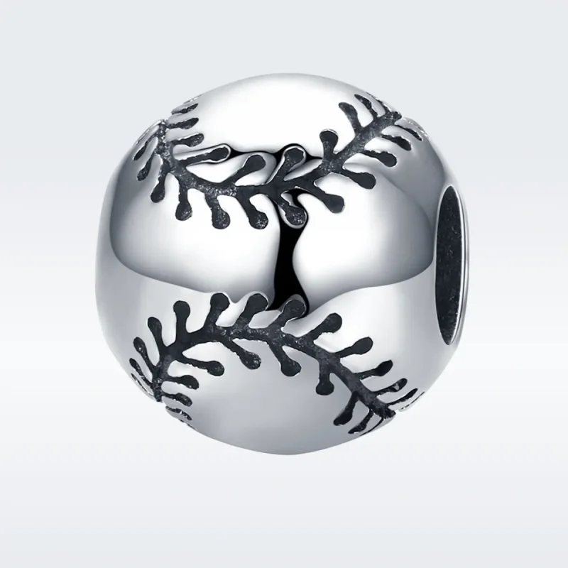 (slika za) Srebrni obesek strasti za baseball v stilu Pandora - SCC449 - Ogled 2