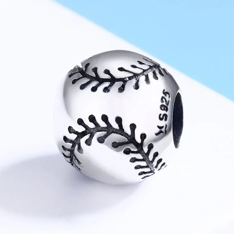 (slika za) Srebrni obesek strasti za baseball v stilu Pandora - SCC449 - Ogled 3