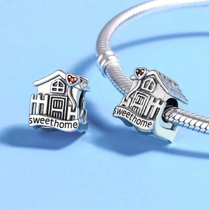 (slika za) Srebrni obesek Sweethome v stilu Pandora - SCC416 - Ogled 5