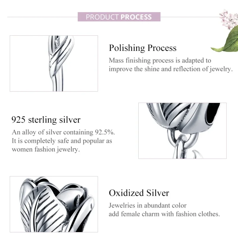 (slika za) Srebrni obesek tulipan v stilu Pandora - SCC1514 - Ogled 8