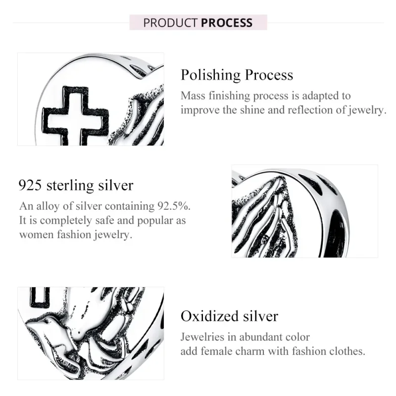 (slika za) Srebrni obesek vere v stilu Pandora - BSC317 - Ogled 7