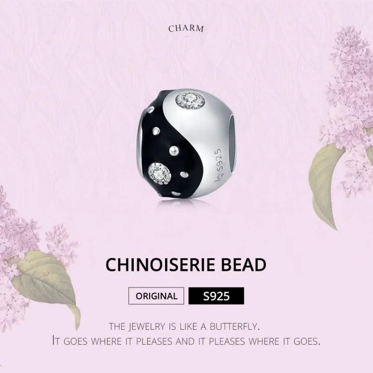 Srebrni obesek Yin Yang Chinoiserie v stilu Pandora - BSC192