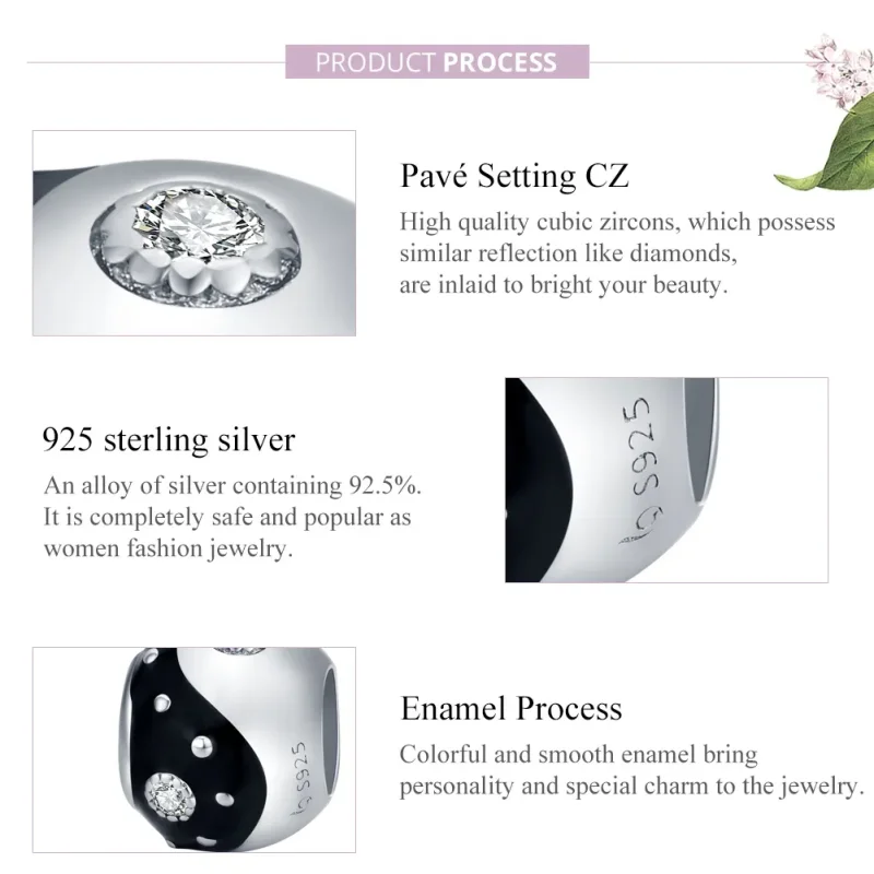 (slika za) Srebrni obesek Yin Yang Chinoiserie v stilu Pandora - BSC192 - Ogled 8