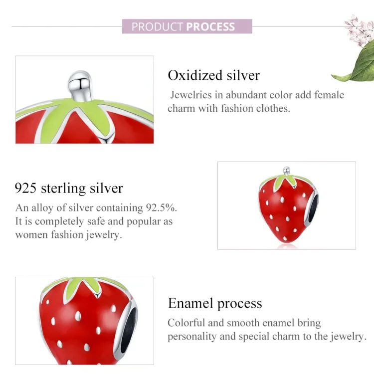 Srebrni obesek z ljubko jagodo v stilu Pandora - SCC1839