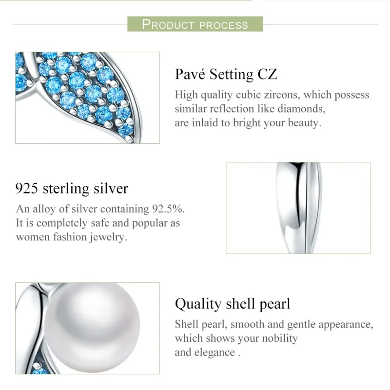 (slika za) Srebrni obesek z repom morske deklice v stilu Pandora - SCC877 - Ogled 6