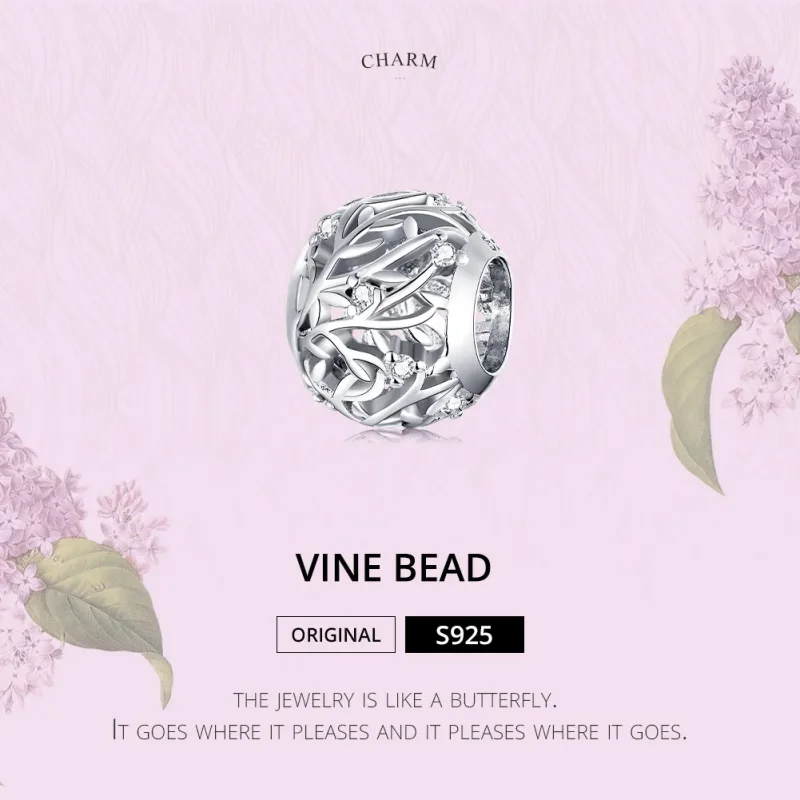 (slika za) Srebrni obesek z vinsko trto v stilu Pandora - BSC256 - Ogled 6