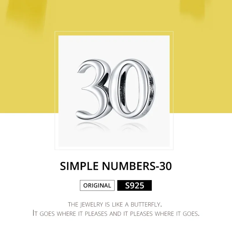 (slika za) Srebrni obesek za 30. rojstni dan v stilu Pandora - SCC1622 - Ogled 6