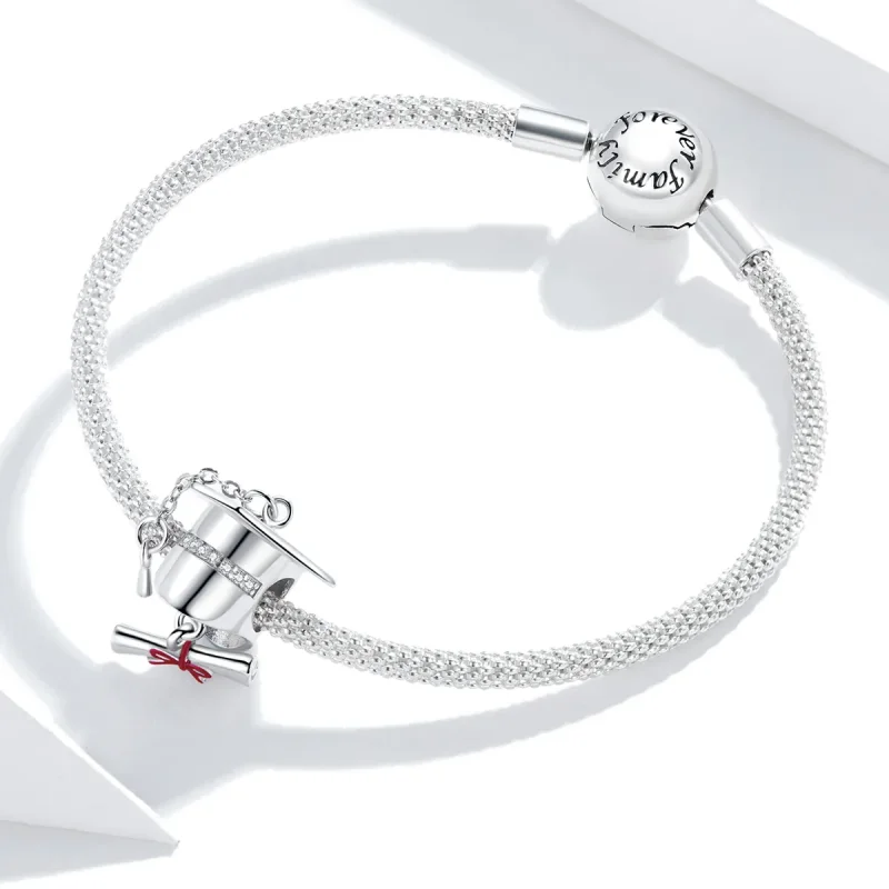 (slika za) Srebrni obesek za diplomsko kapo v stilu Pandora - BSC357 - Ogled 3