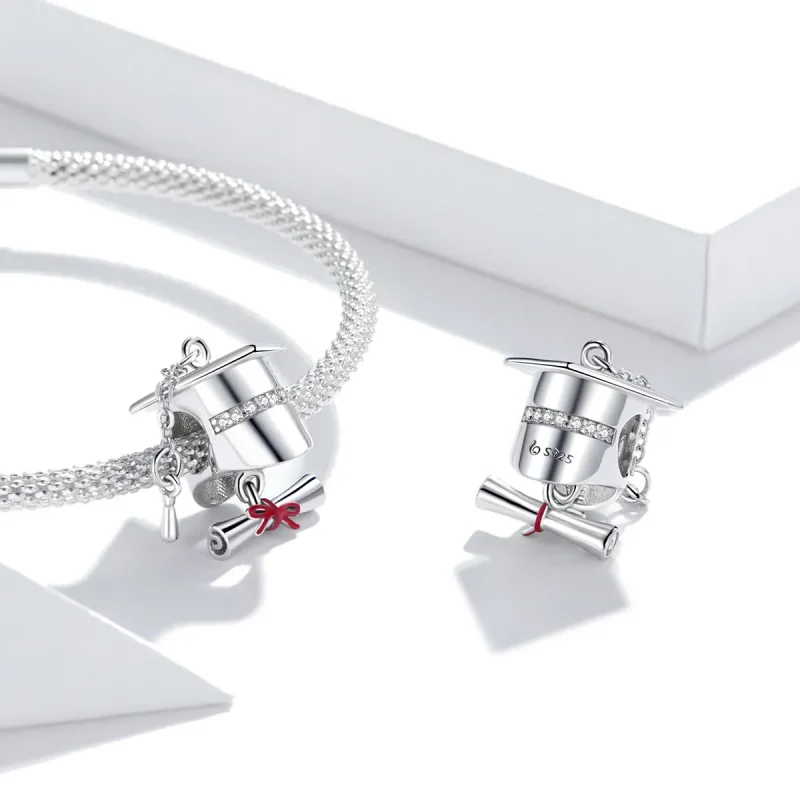 (slika za) Srebrni obesek za diplomsko kapo v stilu Pandora - BSC357 - Ogled 4