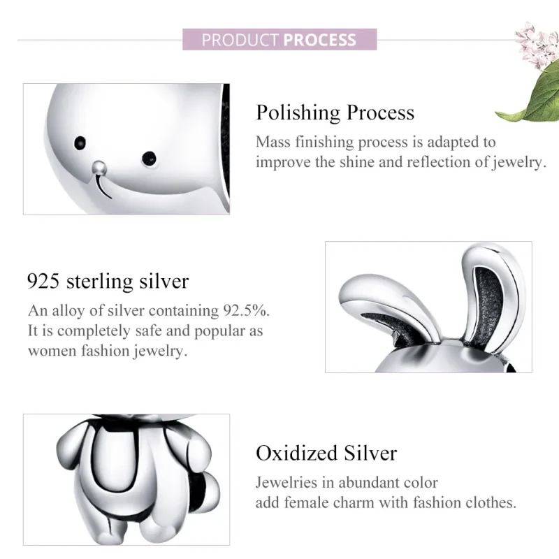 (slika za) Srebrni obesek za ljubke zajčke v stilu Pandora - SCC1517 - Ogled 8