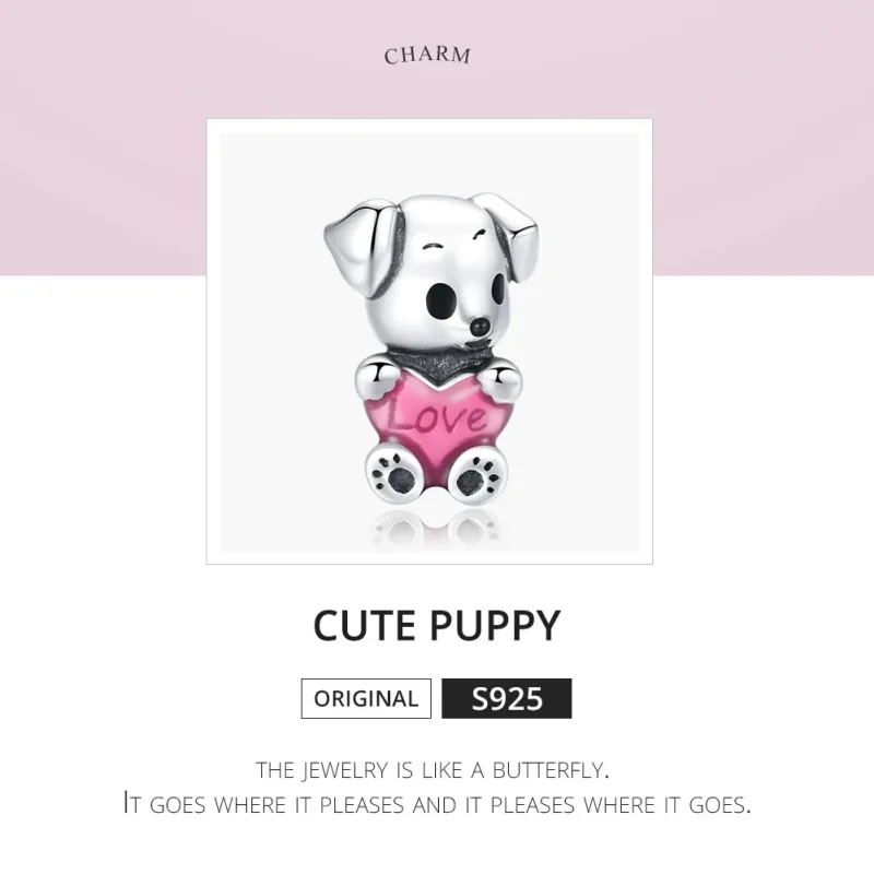 (slika za) Srebrni obesek za ljubkega kužka v stilu Pandora - SCC1677 - Ogled 6