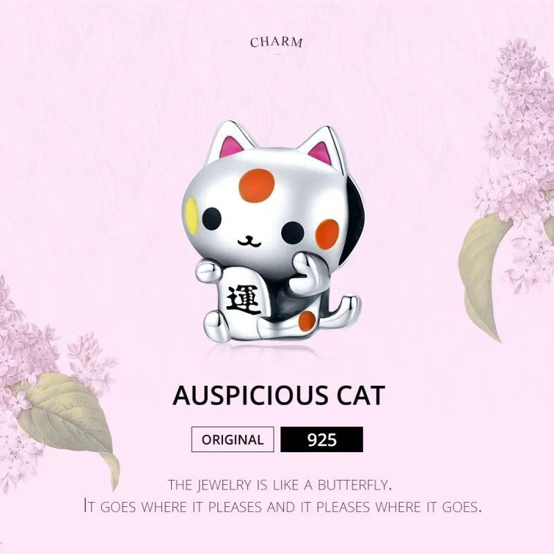 (slika za) Srebrni obesek za mačko, ki grabi denar v stilu Pandora - SCC1855 - Ogled 7