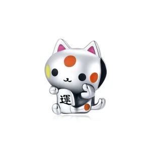 (slika za) Srebrni obesek za mačko, ki grabi denar v stilu Pandora - SCC1855