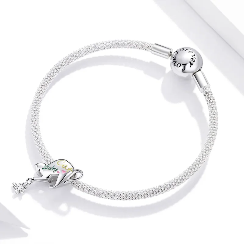 (slika za) Srebrni obesek za poredne mačke v stilu Pandora - SCC1678 - Ogled 3