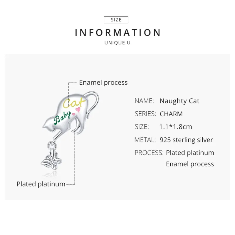 (slika za) Srebrni obesek za poredne mačke v stilu Pandora - SCC1678 - Ogled 8
