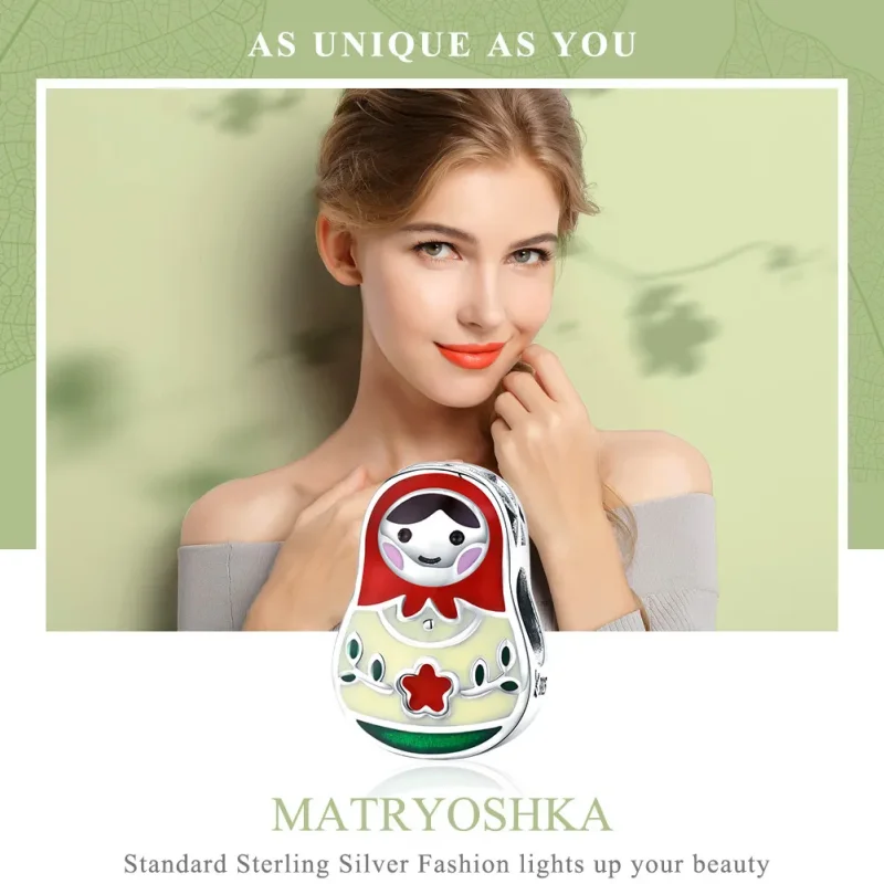 (slika za) Srebrni obesek za ruske punčke v stilu Pandora - SCC1086 - Ogled 2