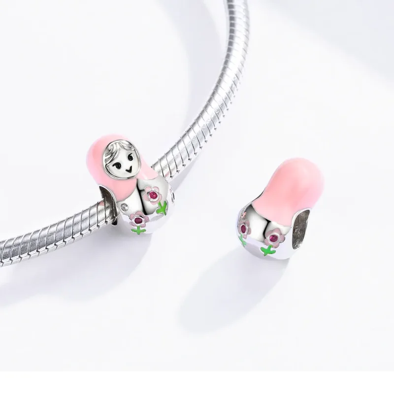 (slika za) Srebrni obesek za ruske punčke v stilu Pandora - SCC1435 - Ogled 4