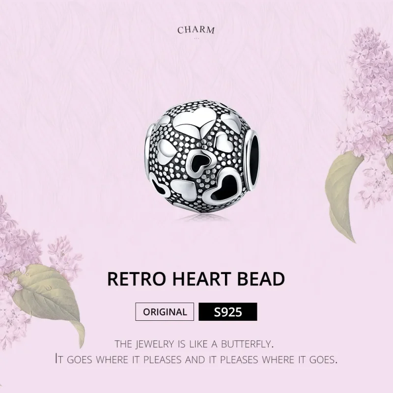 (slika za) Srebrni retro srček v slogu Pandora - SCC1451 - Ogled 6