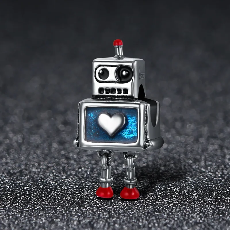 (slika za) Srebrni robotski obesek v stilu Pandora - SCC346 - Ogled 2