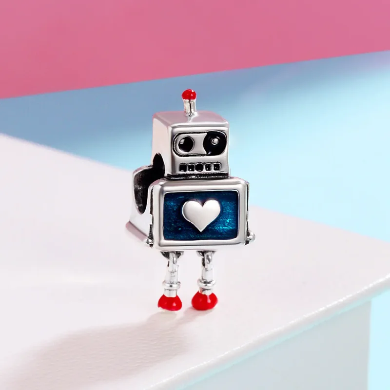 (slika za) Srebrni robotski obesek v stilu Pandora - SCC346 - Ogled 3