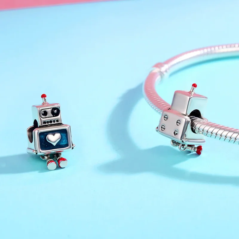 (slika za) Srebrni robotski obesek v stilu Pandora - SCC346 - Ogled 5