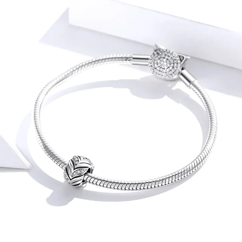 (slika za) Srebrni sijoči obesek s pšeničnimi klasji v stilu Pandora - SCC1614 - Ogled 3