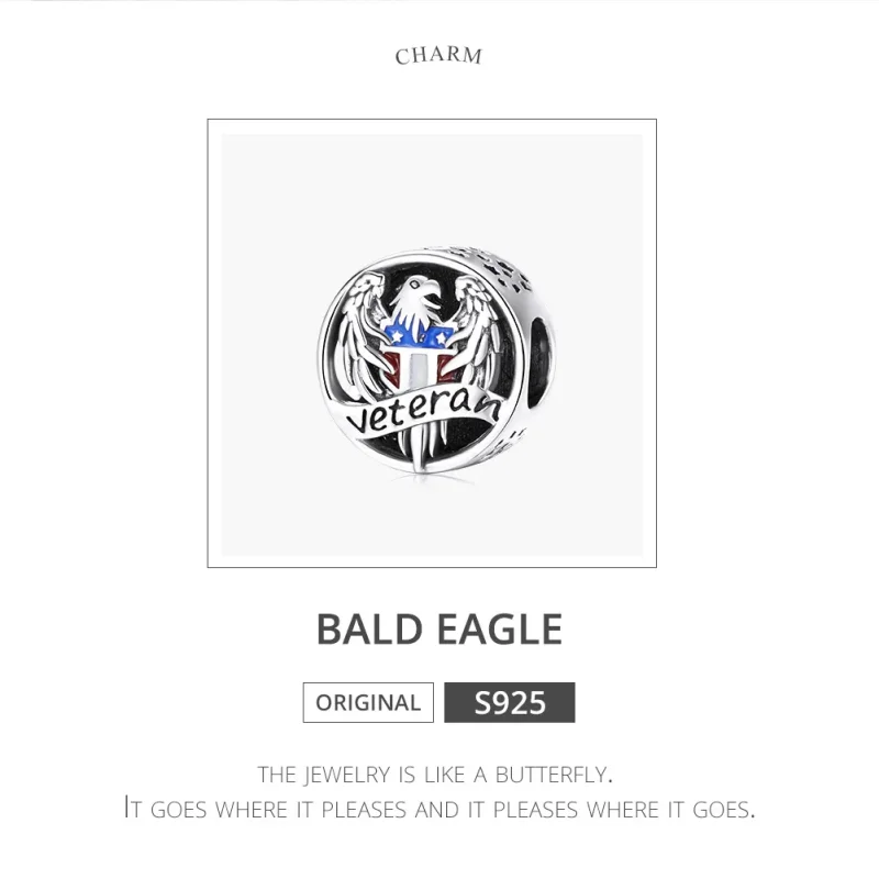 (slika za) Srebrni veteranski obesek v stilu Pandora - SCC1885 - Ogled 6