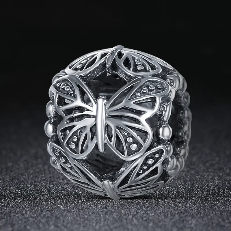 (slika za) Srebrni vintage obesek z metulji v stilu Pandora - SCC491 - Ogled 2