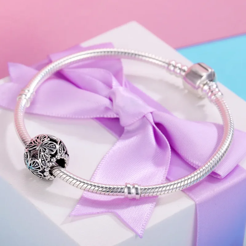 (slika za) Srebrni vintage obesek z metulji v stilu Pandora - SCC491 - Ogled 5