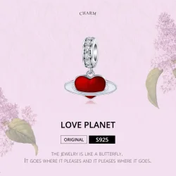 Srebrni viseči viseči planet ljubezni v stilu Pandora - SCC1165