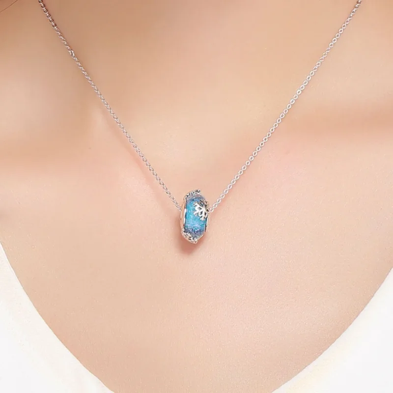 (slika za) Srebrni zimski obesek z zamrznjenimi snežinkami v stilu Pandora - SCC862 - Ogled 5