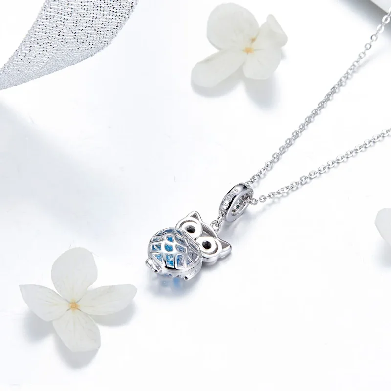 (slika za) Viseča srebrna večna sova v slogu Pandora - SCC1124 - Ogled 4